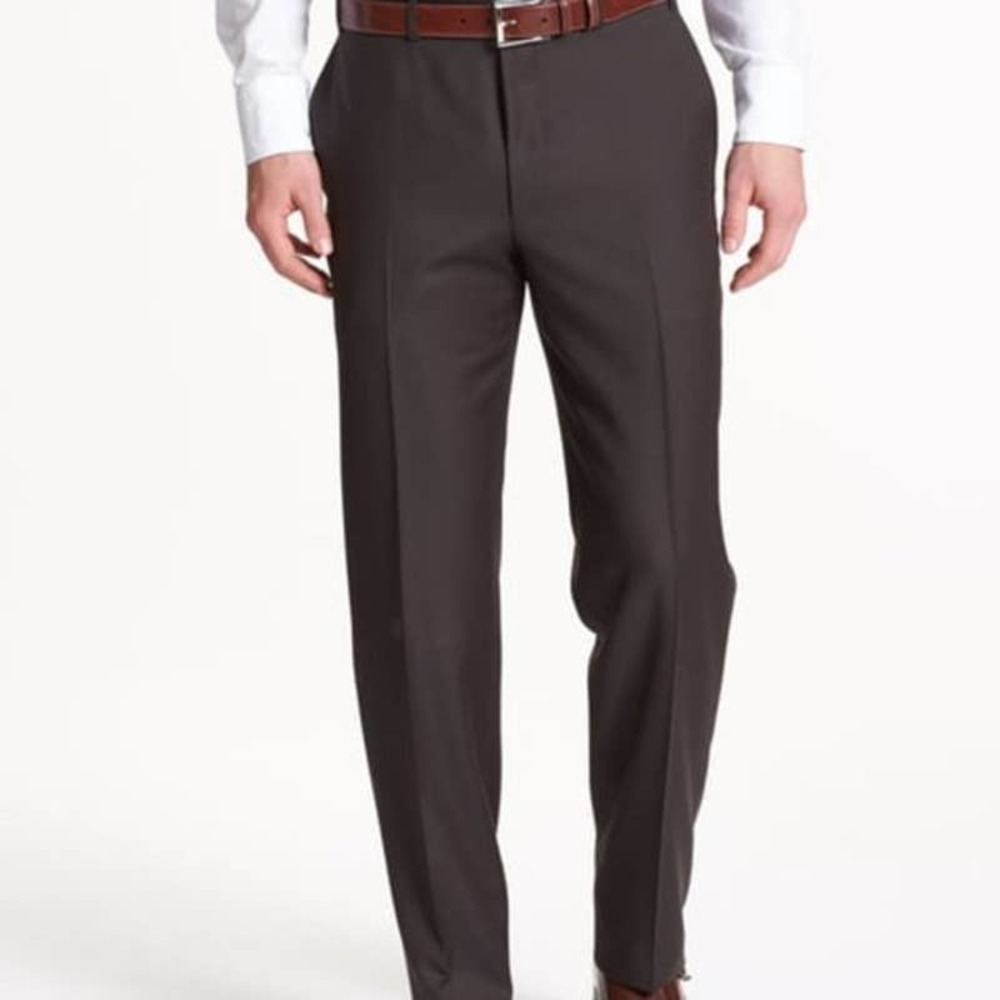 Canali Dress Pants Mid Rise Wool Straight Leg Pockets Office Formal Gray Size 7